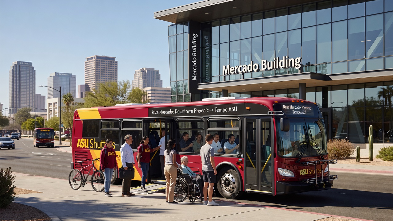 Rota Mercado Liga Downtown Phoenix e Tempe na ASU